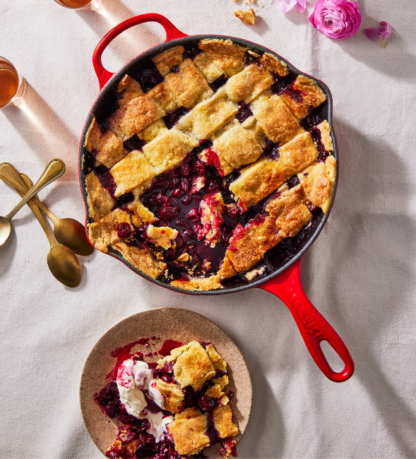 Cherry Lattice Skillet Pie